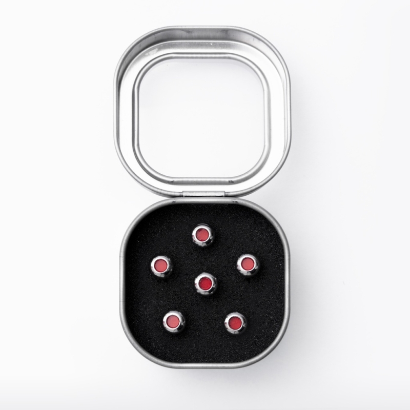 Martin Liquid Metal Bridgepins chrome / red Inlay